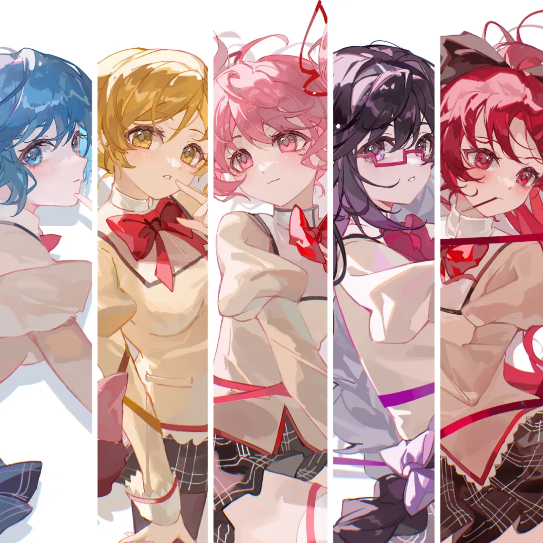 这组《魔法少女小圆》五个角色的插画太美了！