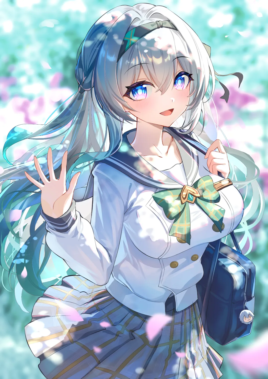 流萤：这件制服，是‘春日手信’哦。虽然以前的我……可能更适合战斗服吧？