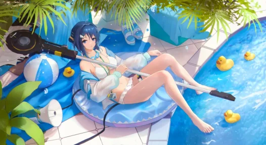 明日方舟羽毛笔:博士~防晒油…要涂到肩胛骨这里才行哦?