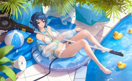 明日方舟羽毛笔:博士~防晒油…要涂到肩胛骨这里才行哦?